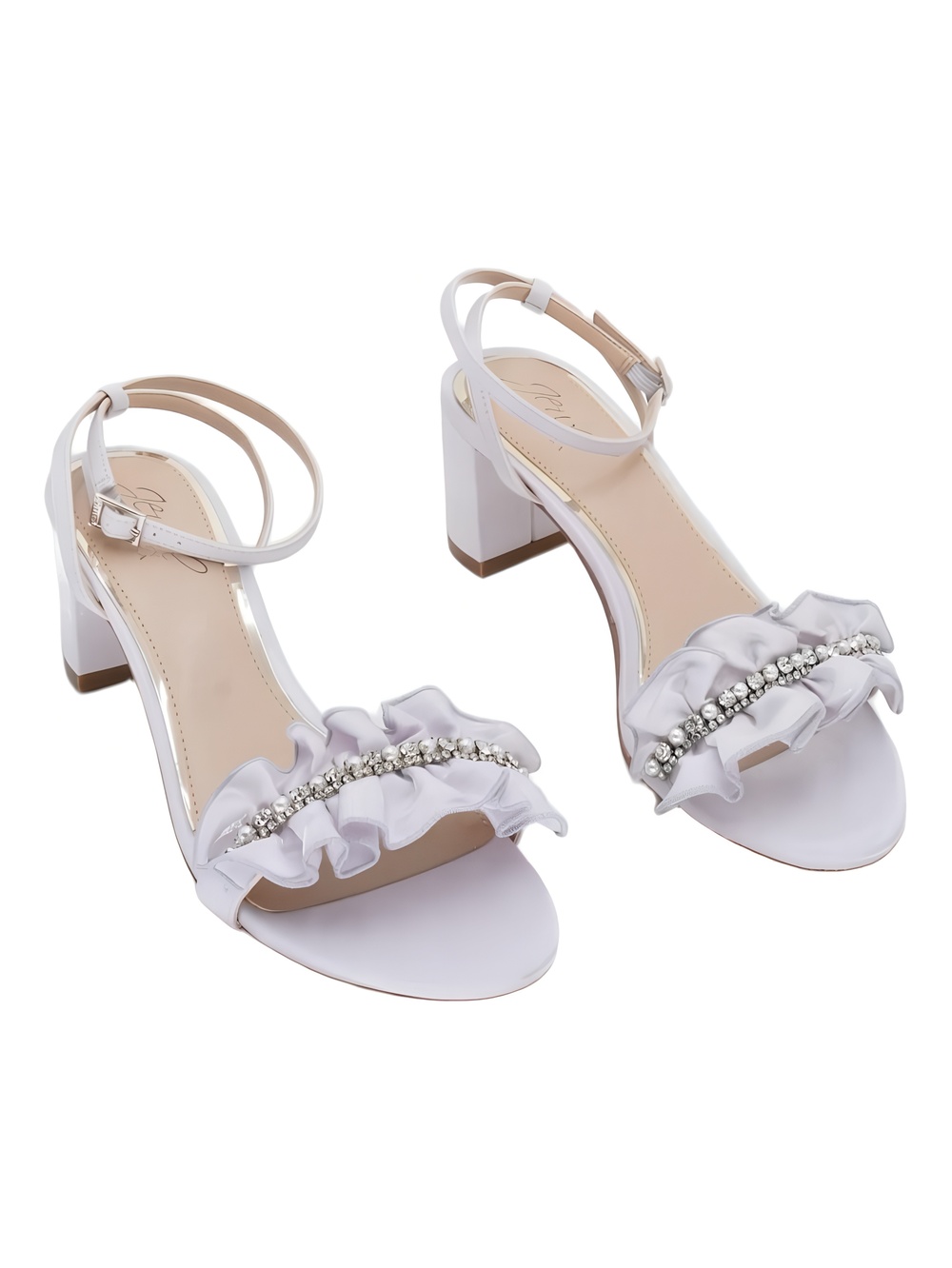 Jewel Badgley Mischka Desirie Ruffle Block Heel Sandal Light Lilac Size 6.5